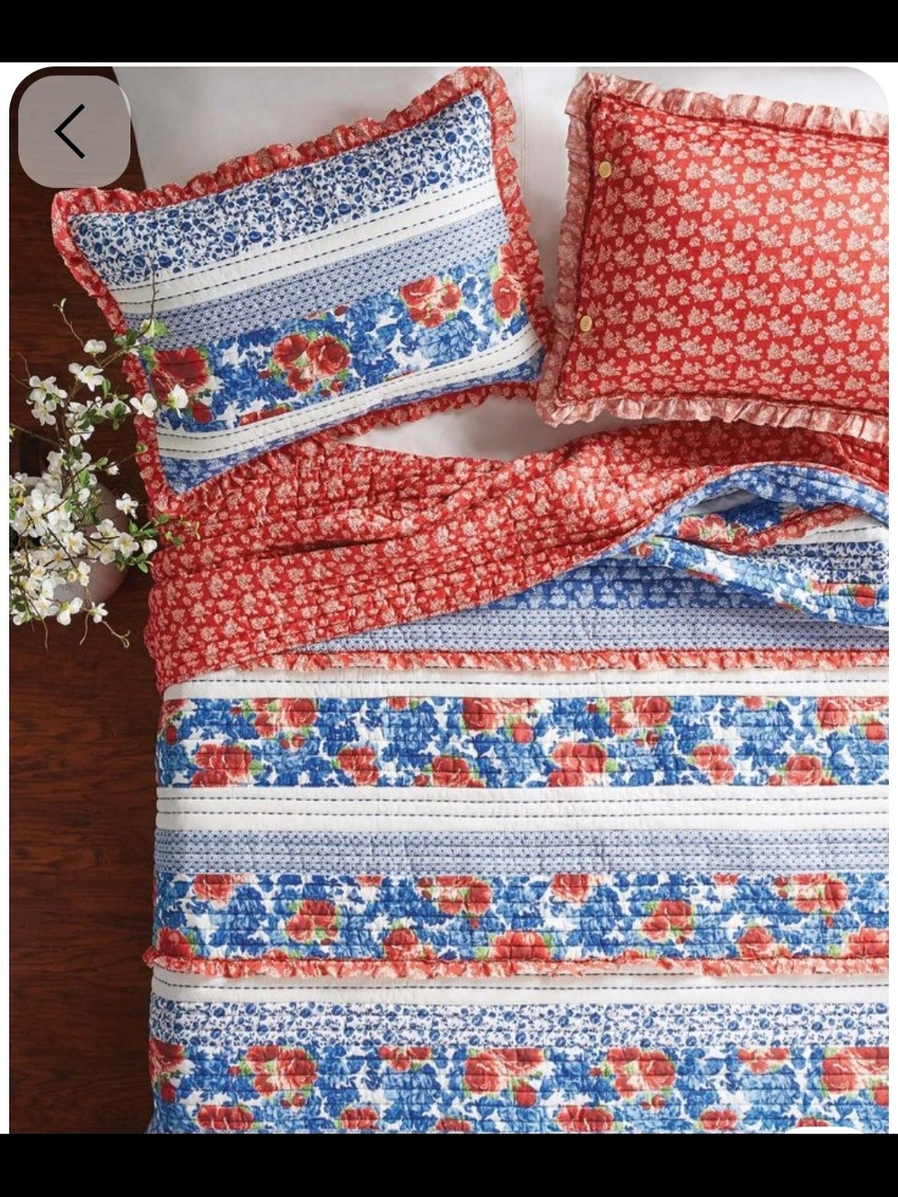 Pioneer Woman KING QUILT ONLY HERITAGE Red & Blue Floral Cotton  Reversible NWOT